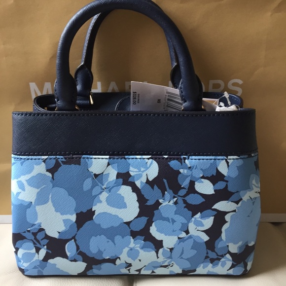 NWT MICHAEL KORS HAILEE SATCHEL FLORAL NAVY BAG - Picture 2 of 8